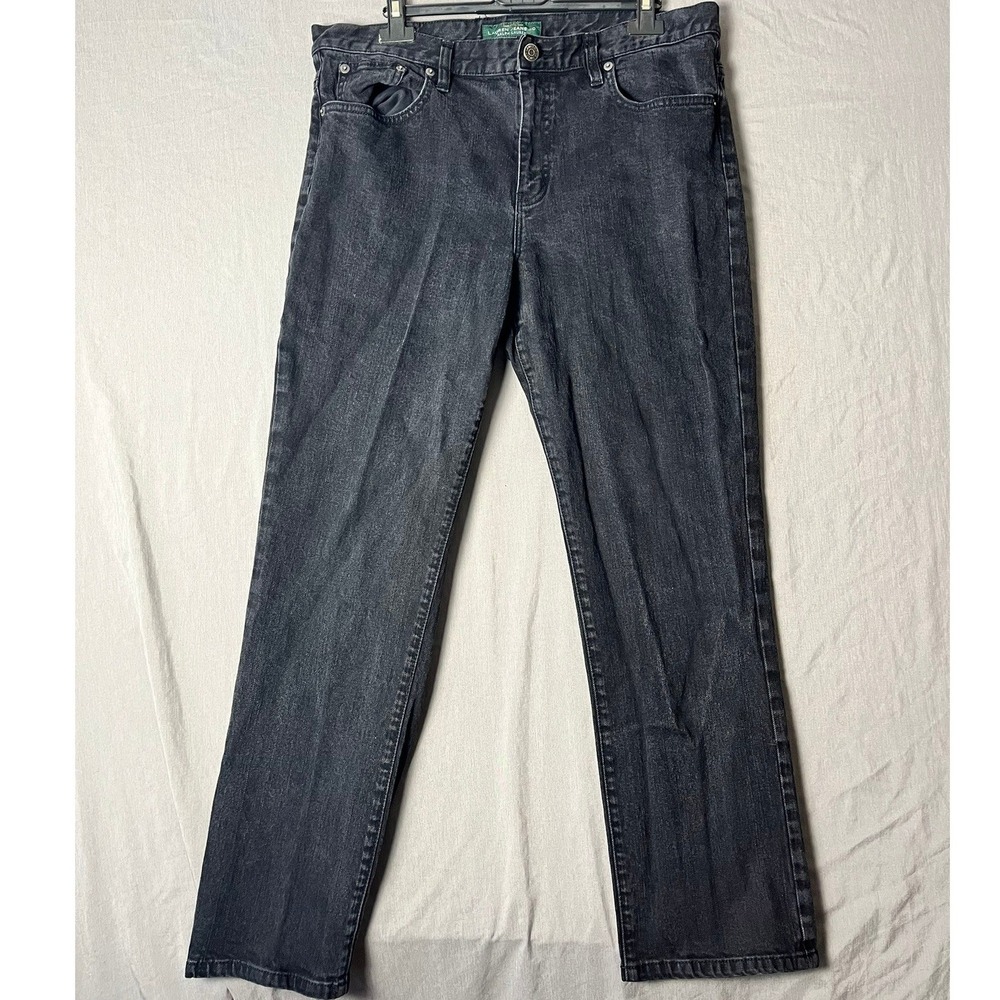 Lauren Ralph Lauren Jeans Womens 14 Straight Leg Black Faded Denim EUC